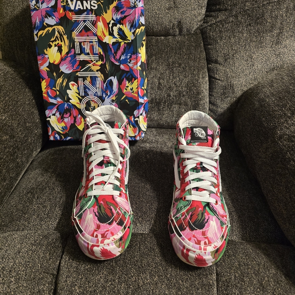 VANS X KENZO floral Red Old Sxhool Hightops. Mens 8.5 Or Womens 10! Worn Twice- - Picture 6 of 7
